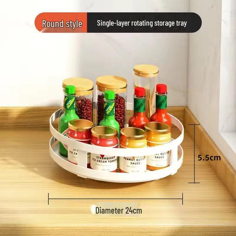 Rotating Kitchen Seasoning Rack: Multifunctional Storage for Oil, Salt, Sauce, and Vinegar In Corner Spaces.