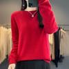 Women's 100% Wool Round Neck Sweater – Casual, Loose Knitwear, Minimalist Base Layer