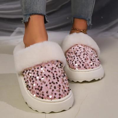 Pantofole da Donna in Cotone Invernali 2024 Nuovi Pantofole da Casa Peluche con Glitter da Donna Scarpe da Donna