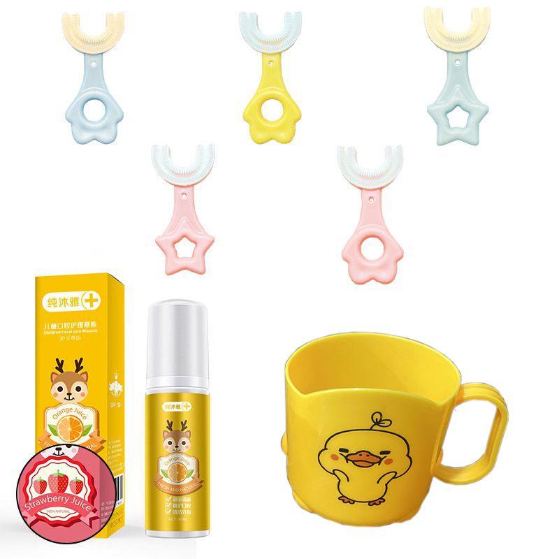 U-shaped Toothbrush For 2-12 Year Old Kids With Soft Silicone Bristles**