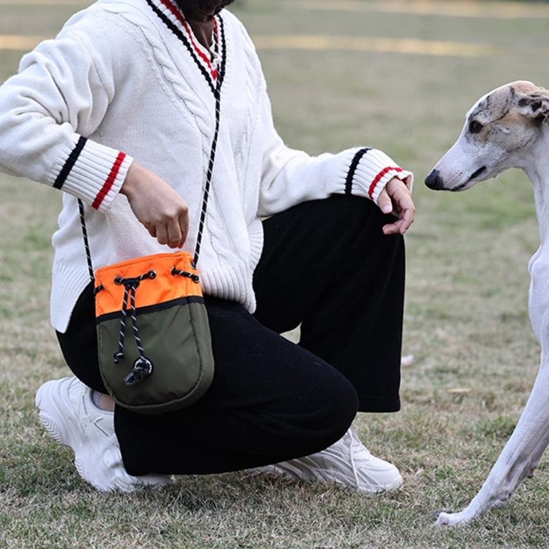 Multiuse Dog Snacks Bag for Training and Walking Drawstring Dog Training Bag with Water Resistant Liners for Outdoor