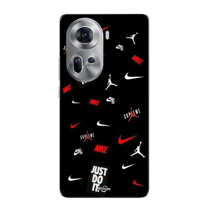 Coque Pour Oppo Reno 11 5g NIKE JORDAN Blanc rouge fond noir Maniacase