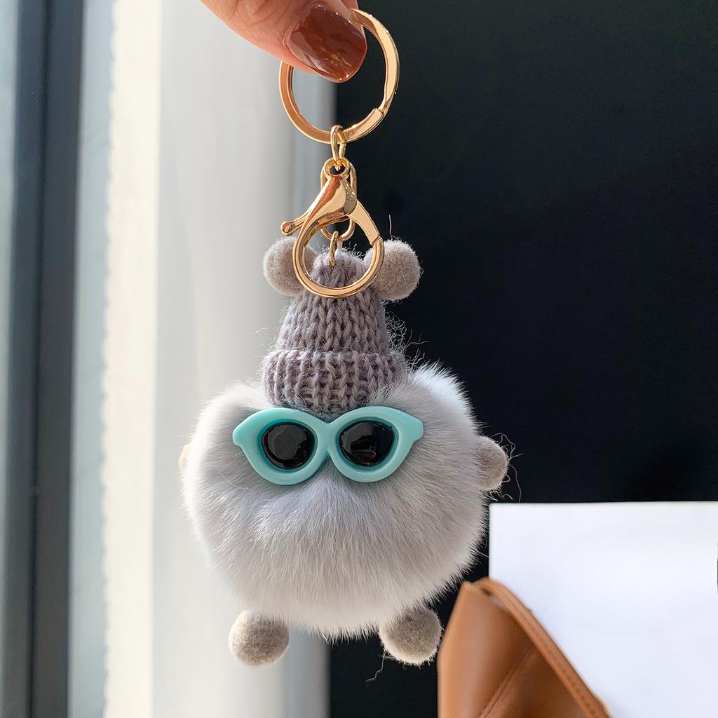 Real Rex Rabbit Hair Coal Ball Elf Ins Internet Celebrity Cute Bag Pendant Plush Doll Car Keychain Pendant