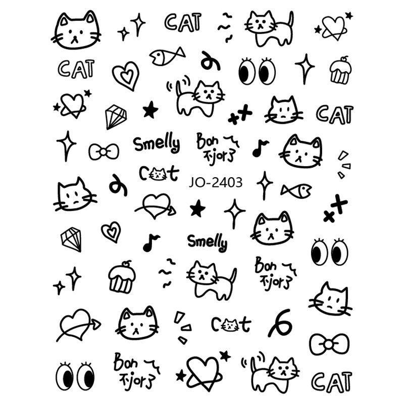 Cartoon Pet Nail Stickers: Cute Cat & Dog Graffiti Designs for Kids