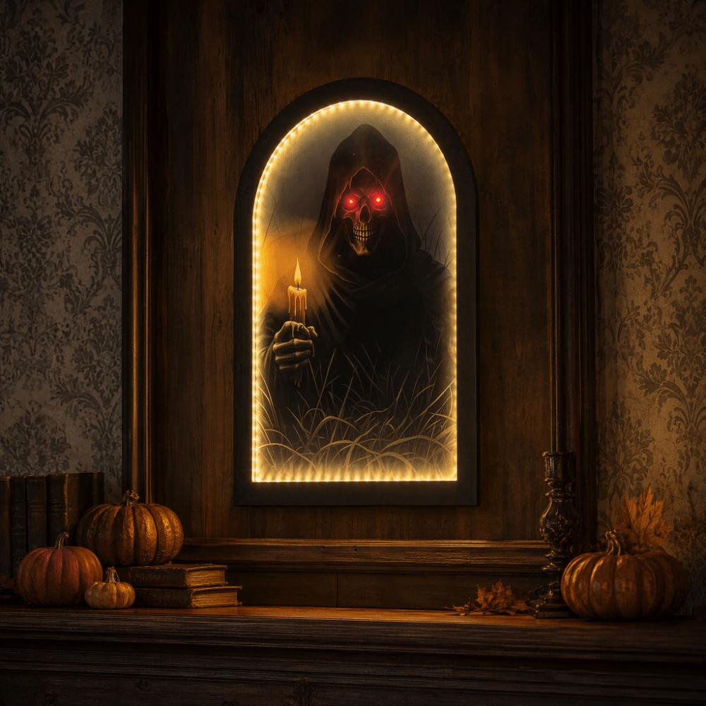 Beleuchteter leuchtender Geisterspiegel Geisterförmiger LED-Wandspiegel Gothic Horror