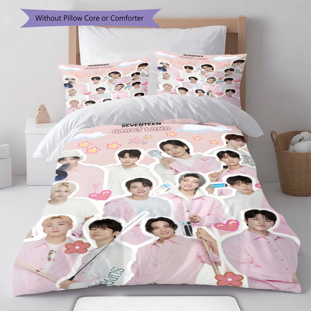 SEVENTEEN Pattern Bedding,Quilt Set Quilt Cover Pillowcase Home Birthday Gift (1 * duvet cover + 2 * pillowcase, without core)