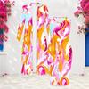 Women Plus Size Two Piece Set Long Sleeve Open Front Cardigan Sleeveless Crew Neck Bodycon Printed Dress