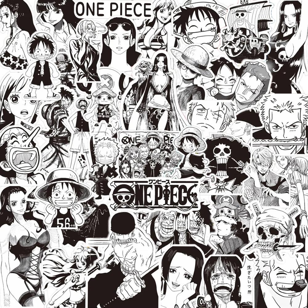10/30/65pcs Black White Anime ONE PIECE Stickers DIY Laptop Motorcycle Travel Luggage Car Skateboard Bike Waterproof Sticker Toy