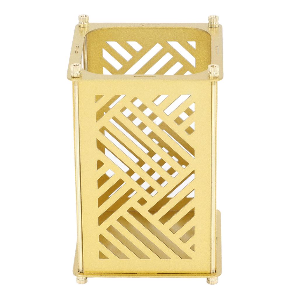 Metal Assembled Pen Holder Gold BeijingPattern Quadrate Surfaces Plating DIY Pen Holder for Home