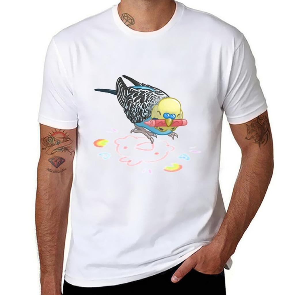 Budgie Artist Tshirt Classic Crew Neck Cotton Tshirt