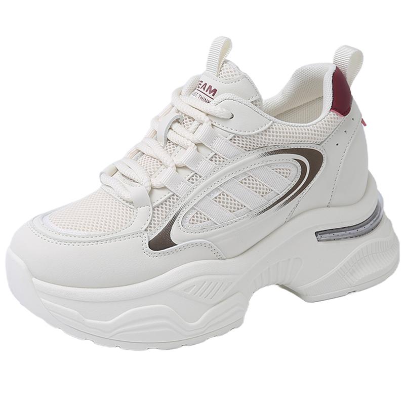 Mix Color Platform Sneakers Women 2025 Breathable Mesh Non-Slip Sports Shoes Woman Lace-Up Thick Bottom Casual Shoes Ladies 35 бежевый 3835₽
