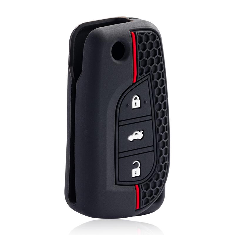 Silicone Car Key Case Cover for Citroen C1 for Toyota Auris Corolla Reiz Yaris Aygo Rav4 2022 Scion Hilux for Peugeot 108