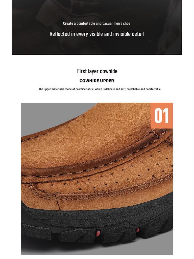 Men's Genuine Leather Plus Size Casual Loafers & Hiking Shoes