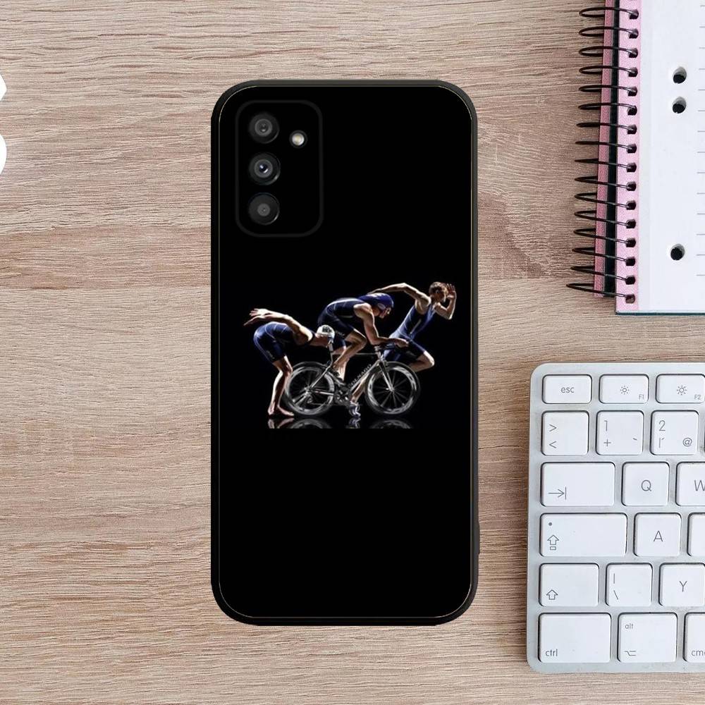 Schwimm Rad Laufen Triathlon Handyhülle Für Samsung Galaxy A13,A21s,A22,A31,A32,A52,A53,A71,A80,A91 Weiche Schwarze Hülle