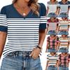 Women's Fashion Casual V- Neck Short Sleeve Print  Shirt Women's Up Tops