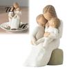 Hand Carved Style Ornament Mother Holding Baby Figurine, Resin Family Love Statue for Bedroom Desk, Heartwarming Figurine Home Decor Ornament,