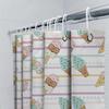 Charmful Ice Cream Pattern Shower Curtain For Bathroom Decor Multicolor Striped Design Cute Cartoon Print Waterproof Fabric Easy