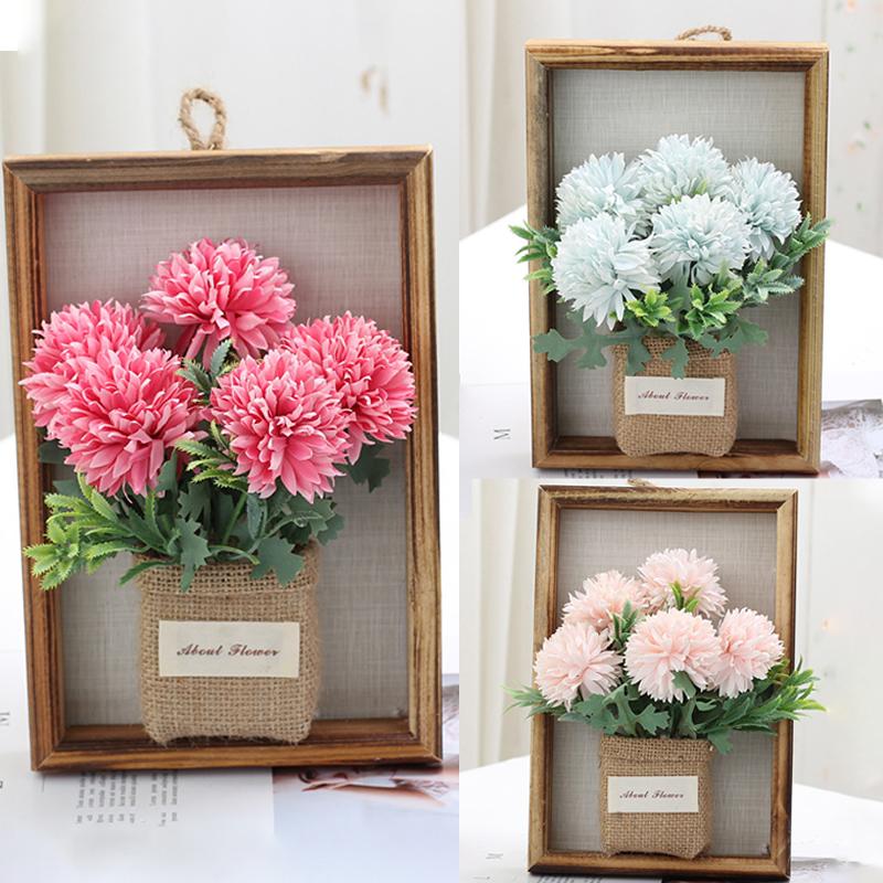 Wood Photo Frame Imitation Flowers Decoration Simulated Flower and Plant Photo Frame