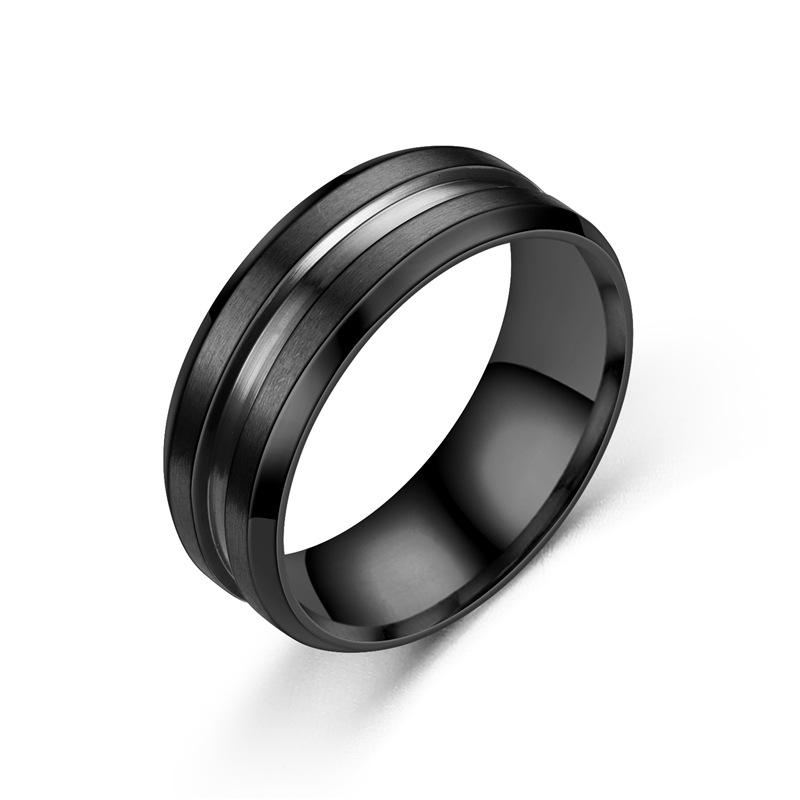 2021 Men's Titanium Steel Blue Beveled Intercolor Ring