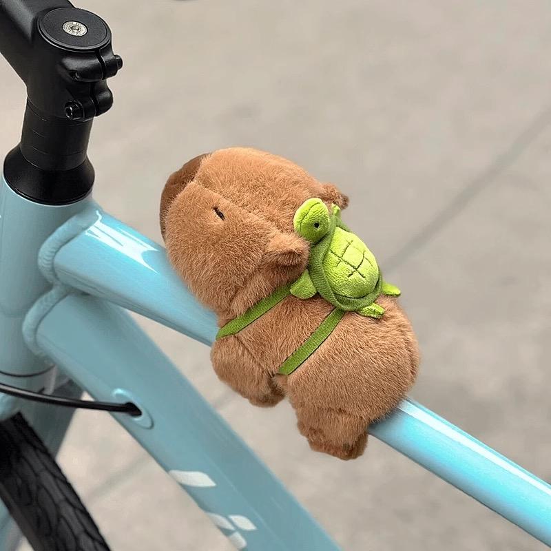 Capybara Plush Toy with Turtle Backpack & Slap Bracelet Accessory - Soft Stuffed Animal Doll, Cute Capybara Stuffed Animal Gift