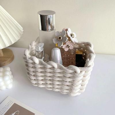 Book Storage Nordic Style Woven Basket Rectangular Hand-woven Storage Basket Multi-functional Desktop Organize Baskets Bedroom