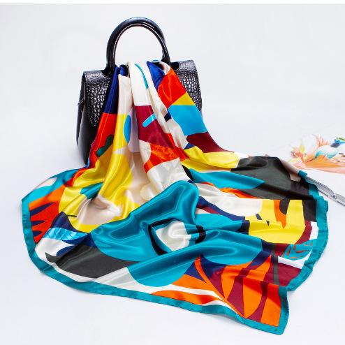 Women's Baotou Artificial Silk Satin Silk Scarf 90cm Printing Square Scarf Silk Scarf