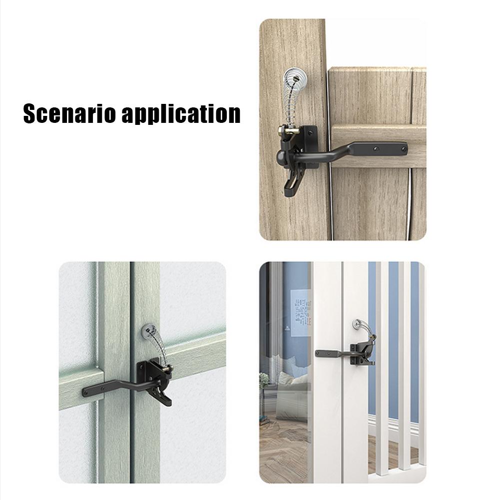 Latch Gate Latch Gate Cable Pull Self Locking Spring Adjustable Black Carbon Steel Gravity Latch Multifunction