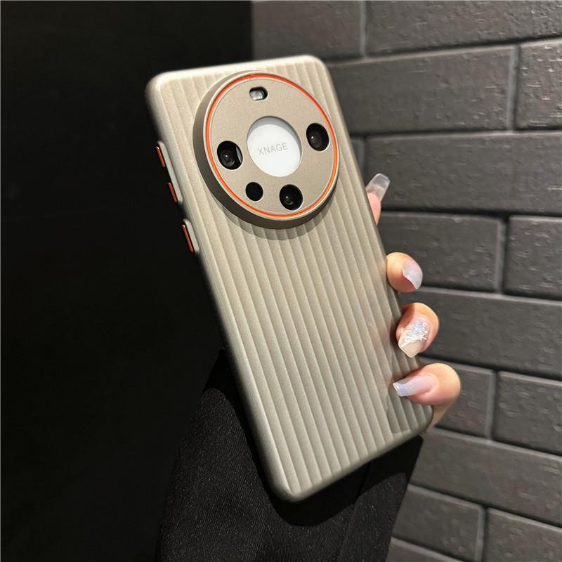For Huawei Mate 60 Pro Plus Corrugated Grain Plating Metallic Paint Anti fingerprint PC Shockproof Anti-Slip Back Cover Case Shell