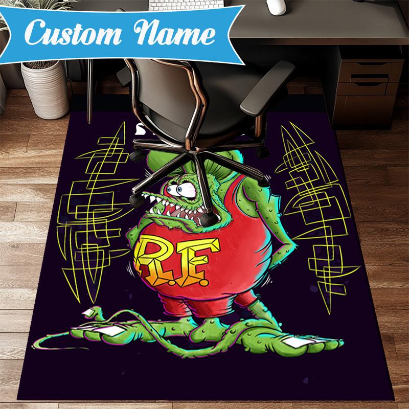 Custom Name Rat Fink Truck Adventure Rug Game Carpet, Floor Mat for Bedroom Living Room Entryway Rug, Home Decor Idea Gift for Christmas birthday