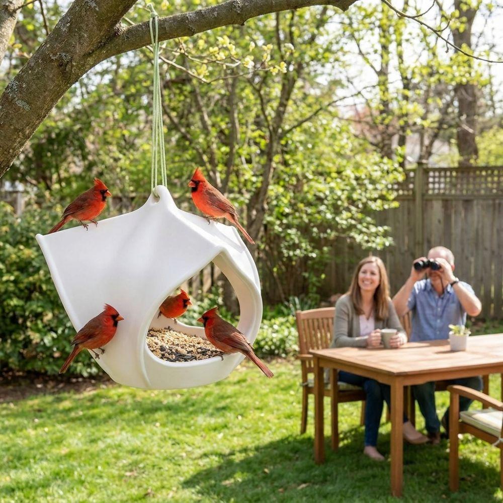 Plastic Hanging Bird Feeder Birdhouse Bird Feeding Station Bird Food Container for Bird Lovers