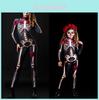 Womens Halloween Skeleton Cosplay Bodysuit Jumpsuit For A Spooky Look