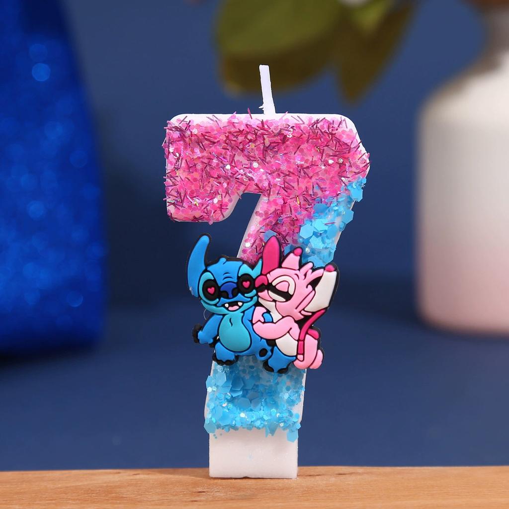 Lilo and Stitch Candle Number 0-9 Anime Digital Stitch Angel Children Themed Celebration Candles Infant Shower Celebration Gifts