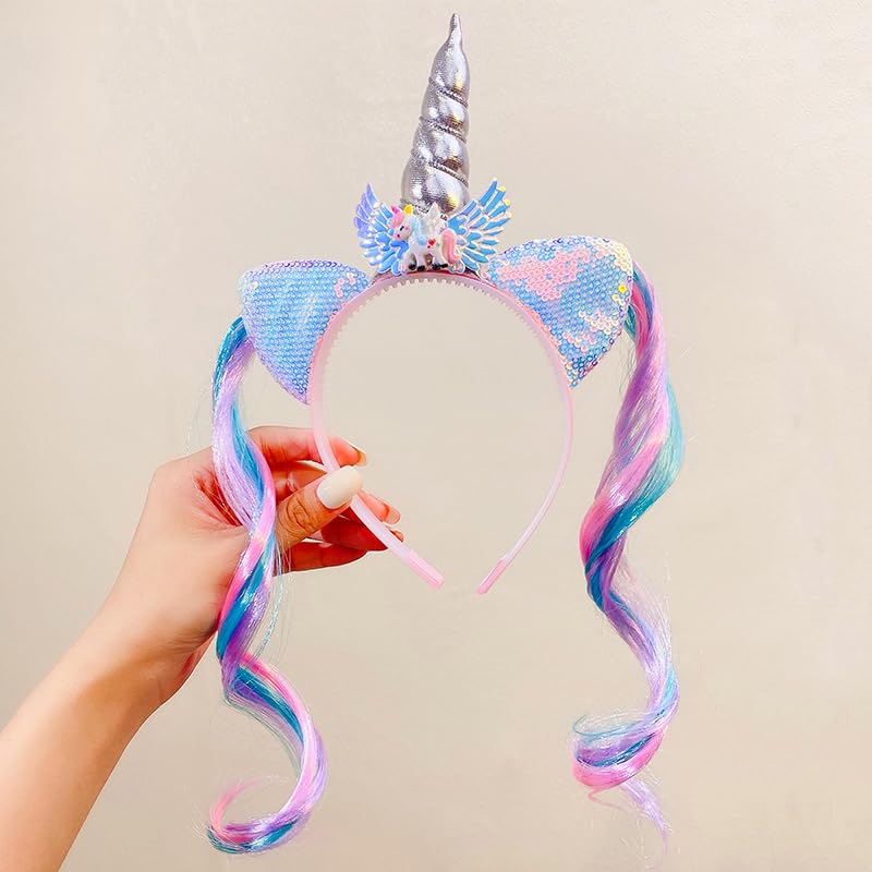 Unicorn Headband for Children Girls Headband Band Pink Satin Sash Cute Stylish Accessories Goods Miscellaneous Birthday Party Event Celebration
