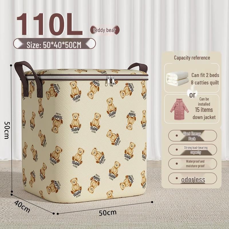 Large Waterproof Clothing & Quilt Storage Bag - Moisture-Proof Organizer for Moving 110L