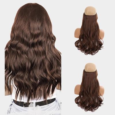 Synthetic Wave Long Clipless Invisible Hair Extension Natural One Piece Wig Hair Extension
