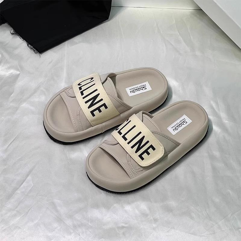 Thick-soled Slippers Women's Summer Internet Celebrity Outer Wear Fashion Letters 2025 Indoor Home Non-slip, Cool Slippers