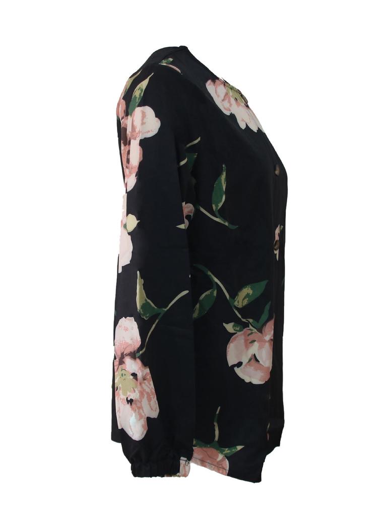 2024 Women's Muslim Floral Bubble Sleeve Blouse