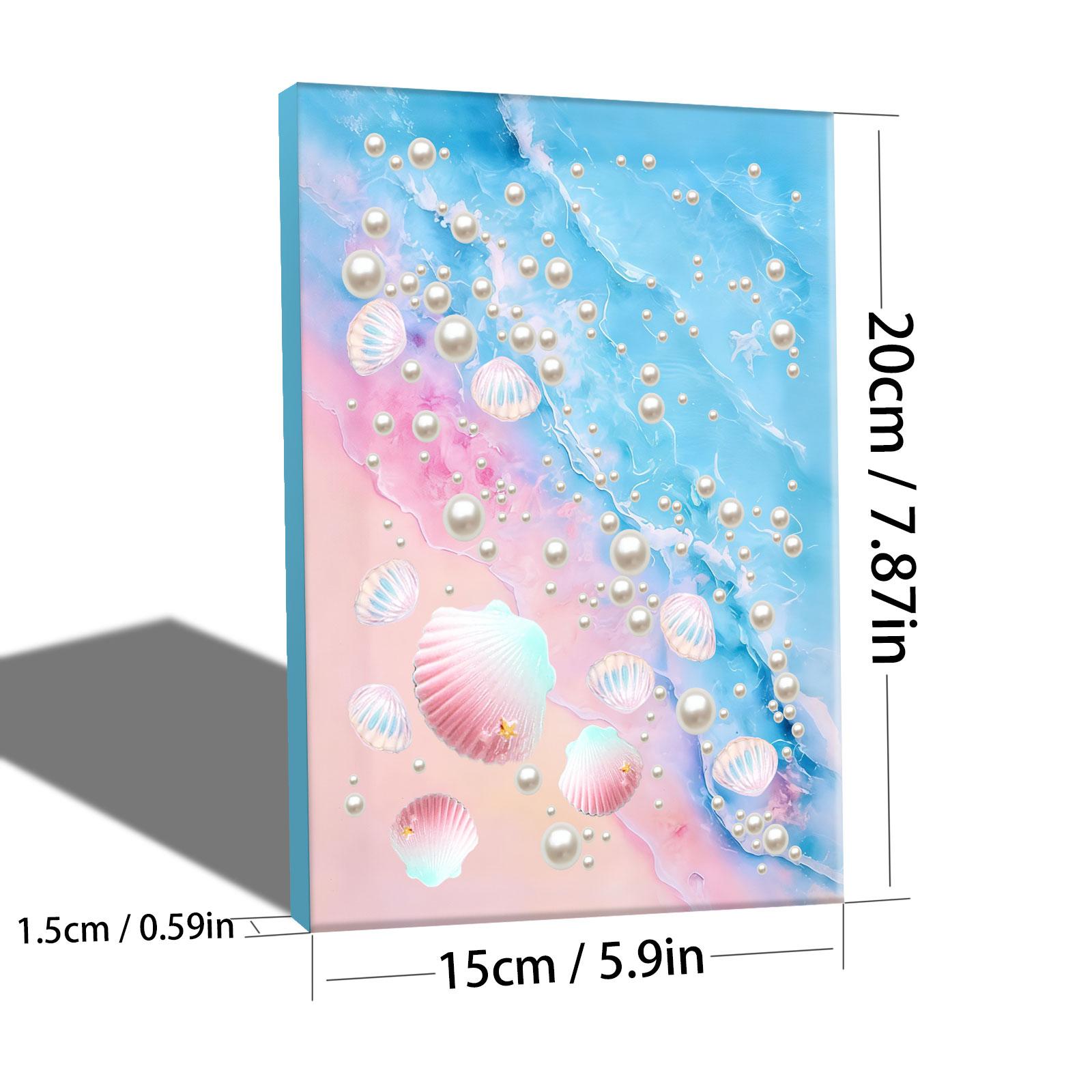 

Shells DIY Special Shape Drill Pearl Gem Diamond Art Painting Kit W/Frame 15x20cm Diamond Dots Pearl Gem Painting Home Decor