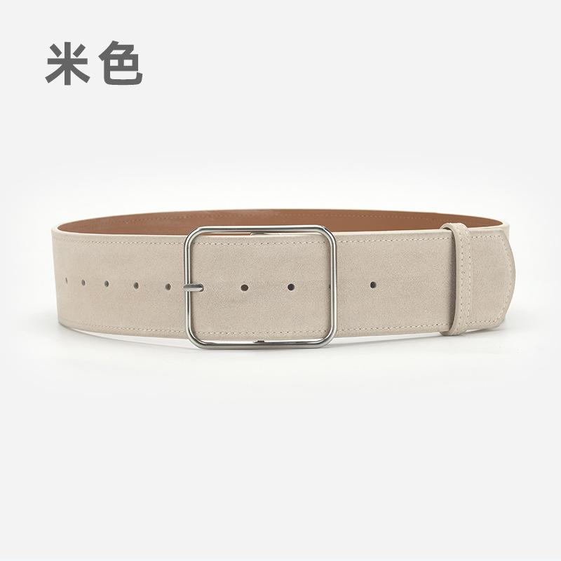 

Доступний новий ретро-чохол Four Seasons Жіночий матовий замшевий шкіряний ремінь зі шкіряним декором і пальто-сукня. 105cm