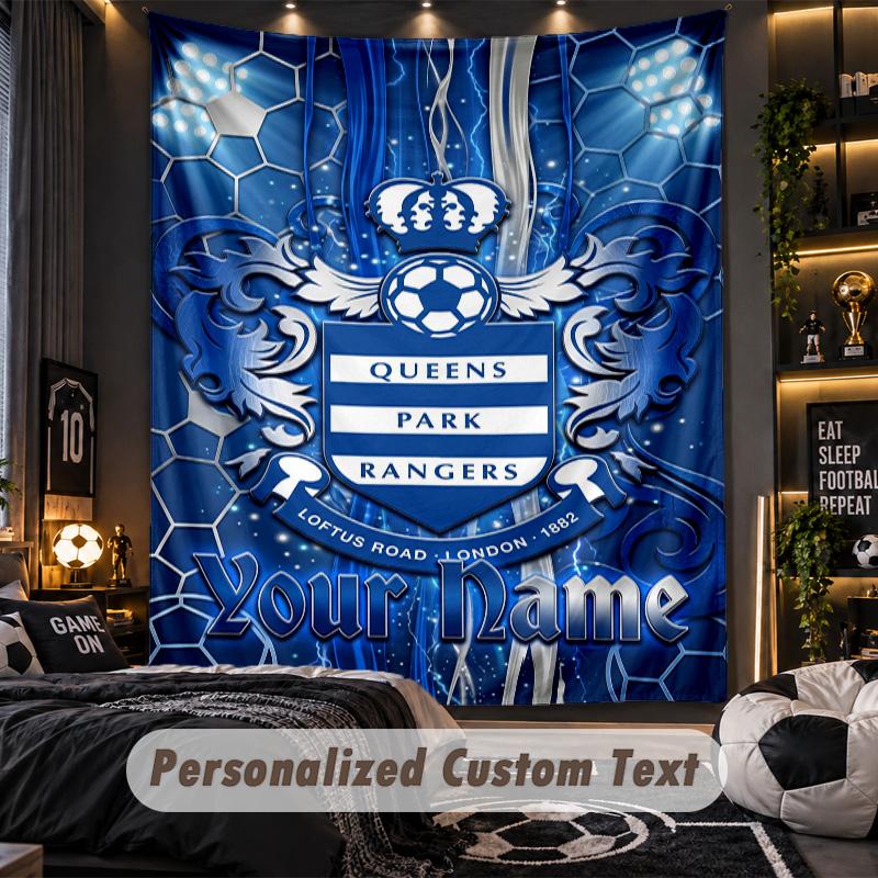 TapestryQueens Park Rangers FC Custom Name Text Personalized Wall Hanging Tapestry Home Wall Decor