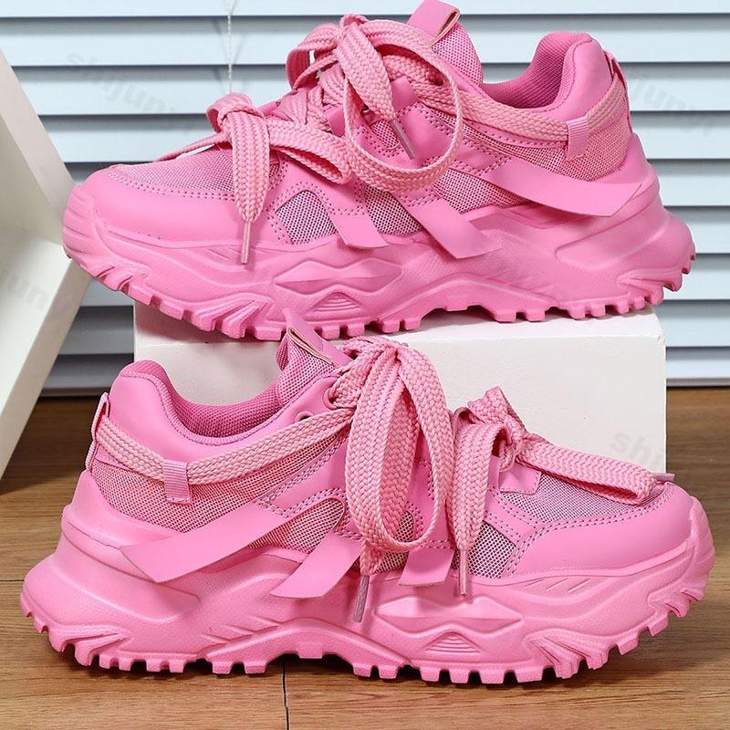 Fashion Women Casual Sports Shoes 2025 Autumn Comfortable Breathable Non Slip Outdoor Running Shoes Thick Soled Fashion Vulcanized Shoes