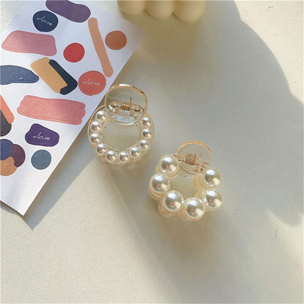 Minimalistischer Temperament Perlen-Kleiner Clip, Vielseitige Perlen-Haarspange, Exquisite Seitenfransen und Kopfschmuck am Hinterkopf