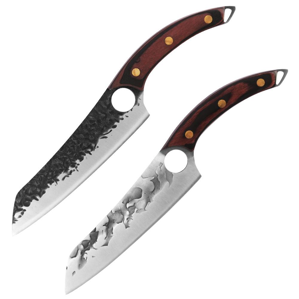 

2 части 7,5 дюйма нержавеющая сталь Лосось Ножи Набор Убой Сербский шеф-повар Кухня Слайсер Деревянная ручка Мясо Рыба Филе Инструменты для нарезки