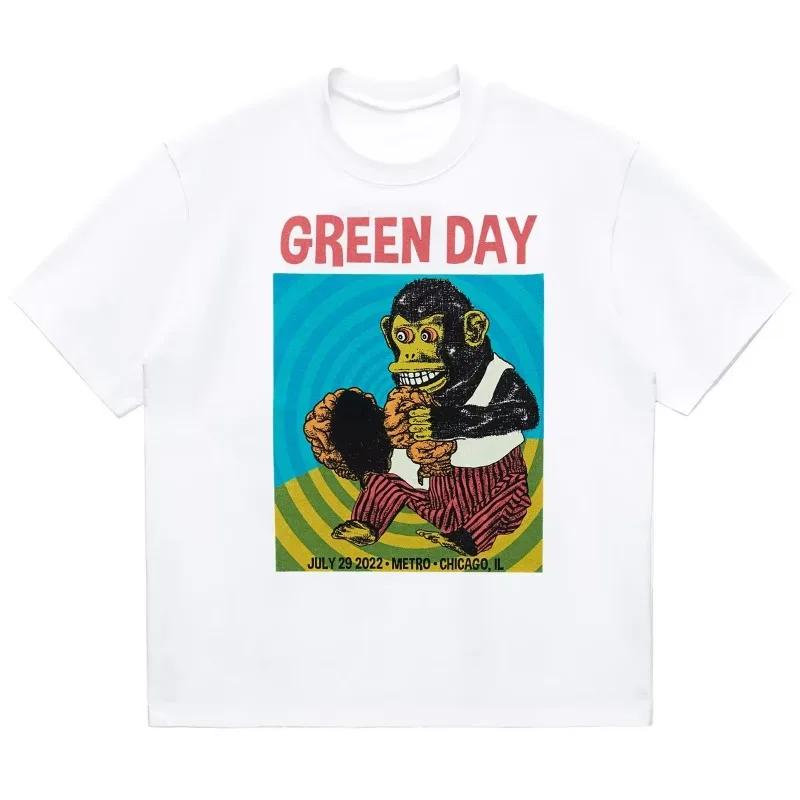 Green Day PUNK Punk Band Cartoon Rock T-shirt Popular Style Women Clothing Y2k Top Aesthetic Graphic T Shirts Vintage