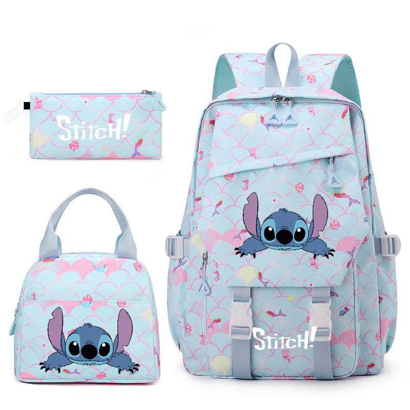 3 Piece School Backpack Set for Students Large Capacity Oxford Cloth Schoolbag with Shoulder Strap and Pencil Case