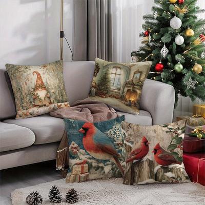 Christmas Gnome Patterned PillowcaseSuitable for Sofa Car Bedroom Decorative Cushion Cover Pillow Cover