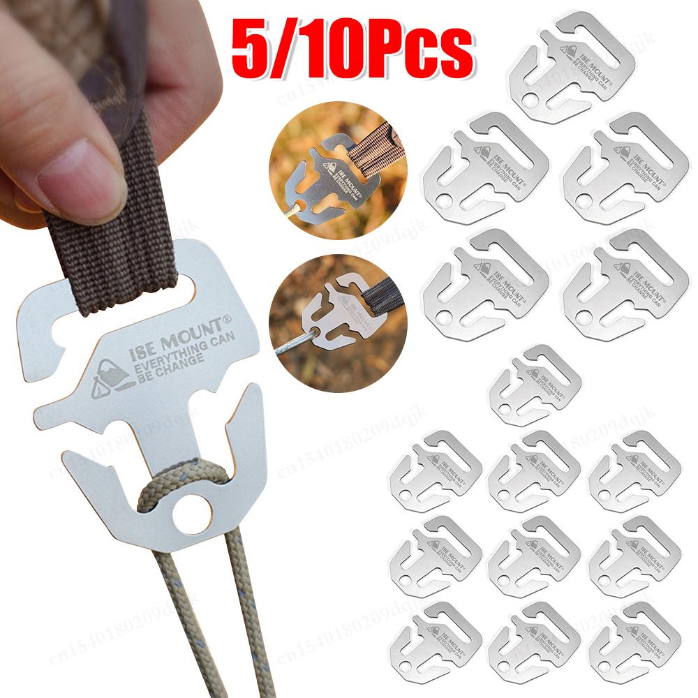 5/10Pcs Camping Anchor Awning Fastener Stainless Steel Tent Tarp Anchor Buckle Awning Canopy Fastener Camping Tent Accessories