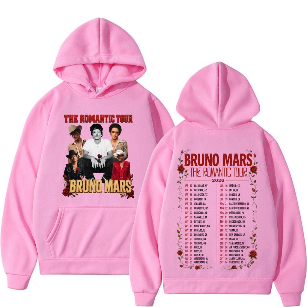 Bruno Mars The Romantic Tour Print Hoodie Man Woman Gothic Punk Sweatshirts Winter Loose Casual Pullover