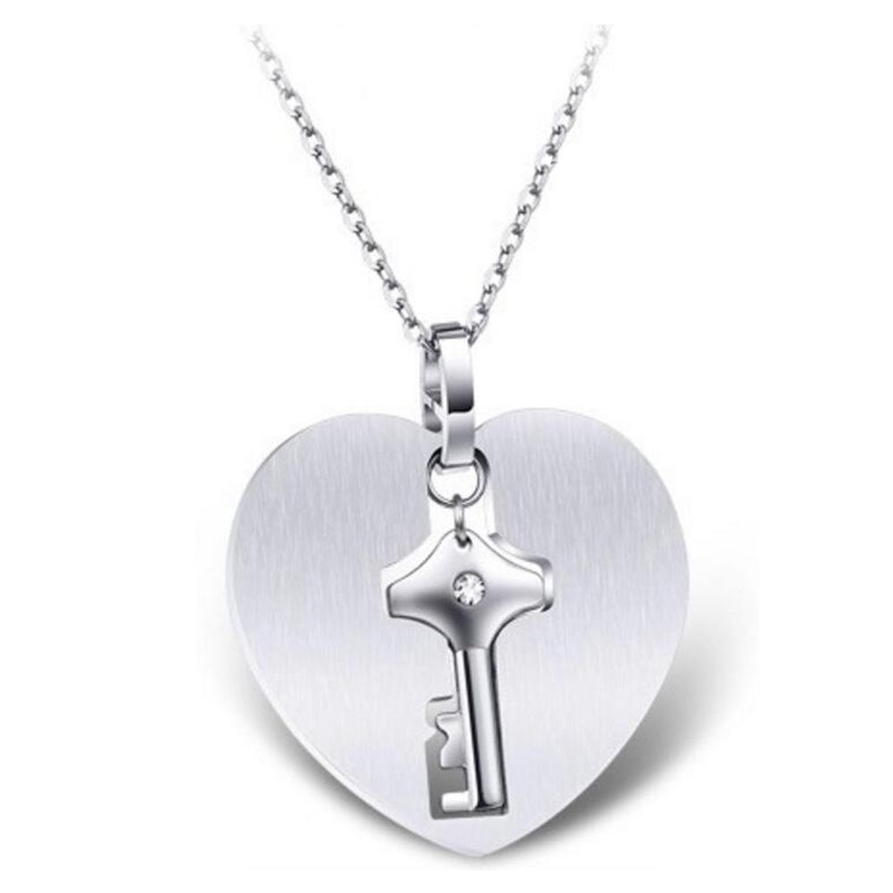 Heart & Key Couples Bracelet and Necklace Set - Cloud Design