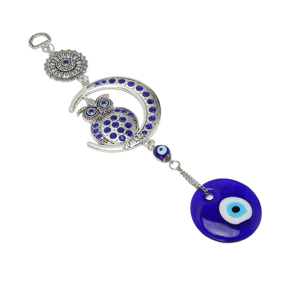 Evil Eye Talisman with Owl Pendant Blue Turkish Evil Eye Blessing Amulet for Car Home Protection